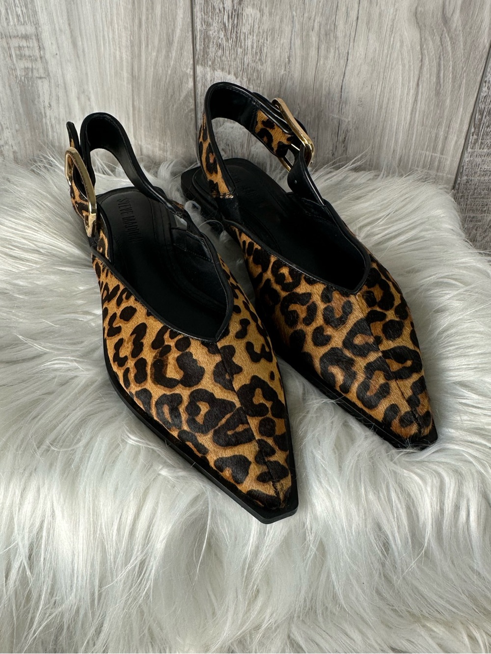 Leopard Print Shay Cow Hair Pointed Slingback Flats